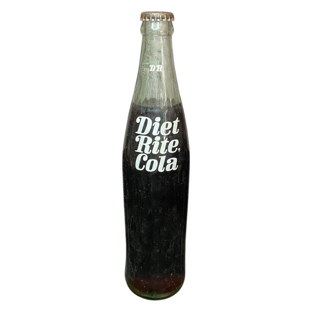 Vintage Diet Rite Cola 16 oz Factory Sealed Green Bottle Full Unopened 60s 70s